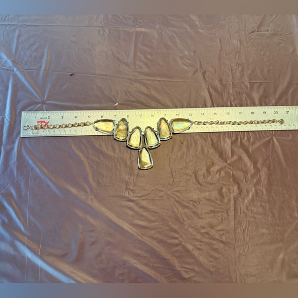 Kendra Scott Rose Gold-Tone Harlow Iridescent Amber Statement Necklace Dustbag - Picture 7 of 11